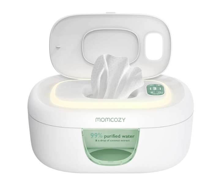 Momcozy Baby Wipe Warmer, Innovative Spring Design, Large Capacity Wipes Dispenser for 6080pcs, Fast & Even Heating, 4 Modes of Temperature Heating Control, Diaper Wipe Warmer with Night Light, Grey