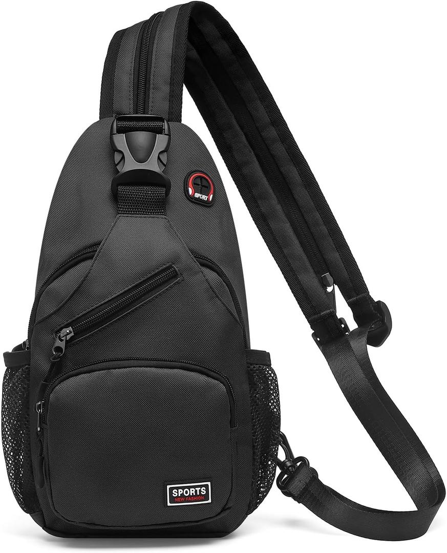 Convertible Sling Bags for Women Men, Lightweight Crossbody Backpack Daypack Fit for 7.9" Tablet for Casual Travel Sport Hiking (Black)
