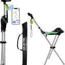 Folding Walking Cane with Seat for Seniors Adults,Lightweight Height Adjustment Cane Seat,Supports Up to 220lbs Crutch Chair,Anti-Slip Cane Chair Walking Stick for Camping,Green,1 Set