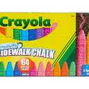 Crayola Ultimate Washable Chalk Collection (64ct), Bulk Outdoor Sidewalk Chalk for Kids, Anti-Roll Sticks, Recess Toys for Kids, Back to School Gifts