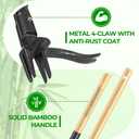 Weed Puller Tool with 2 Weed Eject Feature, 43.7in Stand Up Dandelion Remover Tool, Real Bamboo Handle and Metal 4 Claw & Foot Pedal, Heavy Duty Garden Weeder