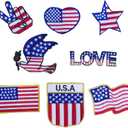 4th of July Iron-On Patches Embroidered, Patriotic Stars & Stripes Appliques for Clothing, Bags, Hats - Washable & Fade-Resistant(Independence Day 8Pcs)