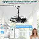 Outdoor Ceiling Fan with Light for Patios, 21" Gazebo Fans Outdoor Hanging, IP65 Waterproof Plug in Ceiling Fan with Alexa/Google/App Control, 3CCT Dimmable 6-Speeds for Patios Porch Pergola