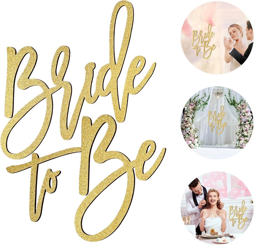Bride to Be Sign (Gold/Wooden) - Elegant Bridal Shower and Wedding Party Decoration