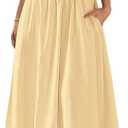 PRETTYGARDEN Women's Smocked Maxi Dresses 2026 Summer Sundress Casual Spaghetti Strap Swing A Line Long Flowy Beach Dress (Yellow, S)