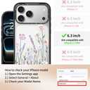 for iPhone 17 Pro Case - [6.6 ft Military-Grade Drop Protection] [Anti-Peel Technology] Clear Black TPU Bumper Case with Cute Design (Blooming Flowerets)