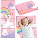 Shellwei Vinyl Nap Mat for Kids Preschool Daycare 52 x 20 x 1'' Kids Sleeping Folding Rest Mat for Toddler Boys Girls Baby Classroom Home Travel(Big Unicorn)