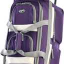 Olympia U.S.A. 22 inch Carry On 8 Pockets Wheeled Rolling Duffel Bag Water Resistant Luggage Lightweight Travel Suitcase with Retractable Handle, Dark lavender