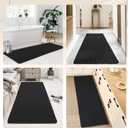 Luxury Waffle Bath Mat, Super Absorbent Non Slip Bathroom Rugs, Boho Ultra Soft Comfort Machine Washable Quick Dry Floor Mats with Tassels (Black, 24" x 72")