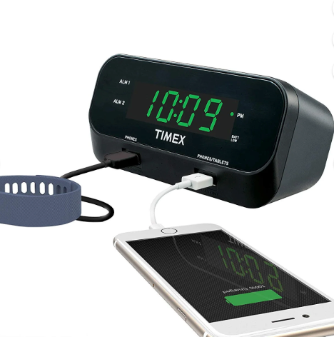  Timex Dual Alarm Clock with Dual USB Charging and Extreme Battery Backup