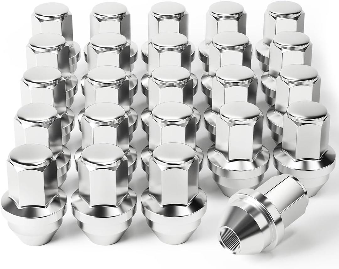 Orion Motor Tech M14x1.5 Lug Nuts, 13/16 Inch Hex Cone Seat Wheel Lug Nuts Compatible with Ford F150 Expedition Lincoln Navigator 2015-2020, Set of 24, Chrome (Silver)