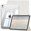 Case for iPad (A16) 11 inch (2025)& iPad 10th Generation(2022)-2 in 1 Removable Cover with Pencil Holder,Hard PC Transparent Back,Supports Touch ID & Auto Sleep/Wake (White Cream)