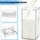 Bekith 2 Pack 64 Oz Large Milk Carton Water Bottle, Clear Plastic Milk Bottle with Cleaning Brush, Portable Leakproof Square Juice Bottle Reusable Milk Container for Outdoor Sports Travel Camping