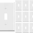 BESTTEN Toggle Light Switch Wall Plate, 1-Gang Switch Plate Cover, Standard Size, Unbreakable Polycarbonate Faceplate Cover, UL Listed, White, 10 Pack