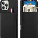 Leather Phone Case Wallet Card Case Compatible with iPhone 16 Pro Max Case, Wallet with 3 Credit Card Pockets Black Phone Case