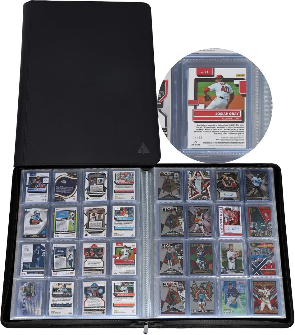 Premium 16-Pocket Top loader Binder – Fits 512 Top loaders, Comes with 16 Transparent White Pages for 3" x 4" Top loaders