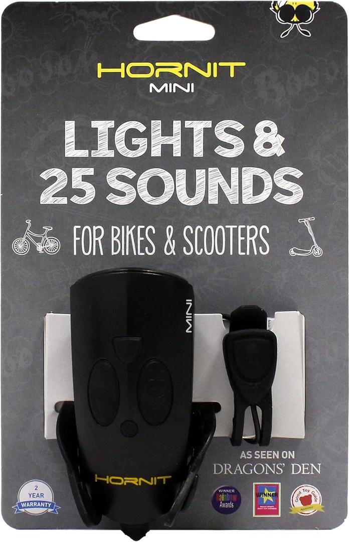 Hornit Mini Bike & Scooter Horn with Kids Headlight (Black/Black)