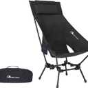 MOON LENCE Portable Camping Chairs for Adults, Adjustable Oversize Beach Chair Lawn Chair with High Back - Large Capacity, Heavy Duty (New Black)