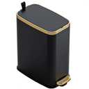 CEROELDA Small Bathroom Trash Can with Lid Soft Close-5L/1.3 Gal Slim Garbage Can-Metal Step Wastebasket-Rectangle Narrow Waste Bin for Office, Bedroom, Toilet, Live Room-Black (1.3 Gallon, A-Black)