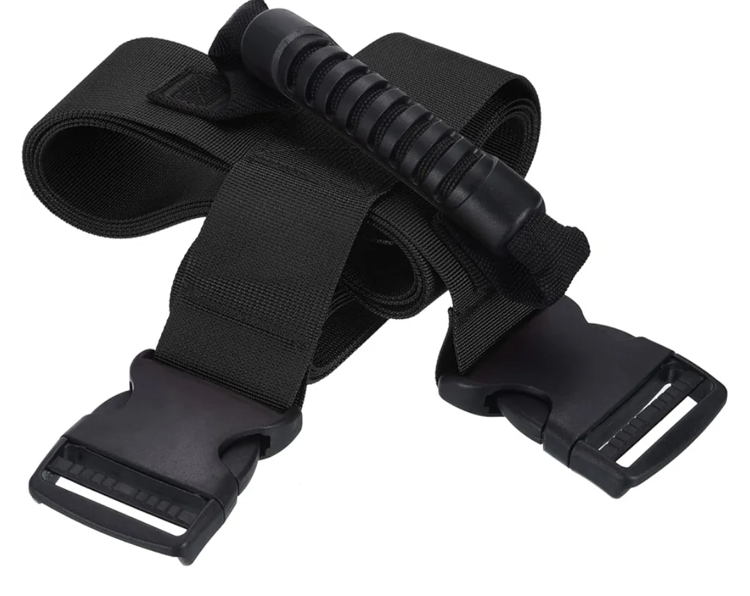 Jipimon Carrying Strap with Handle, Cross Style Adjustable Nylon Belt for Moving Lifting Boxes Grocery Luggage, Black