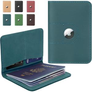 ALLIVE Passport Holder for Travel, Genuine Leather Passport Holder with AirTag Slot for Women and Men, Passport Cover Wallet Travel Must Haves Airport Essentials,Travel Gifts, Blue