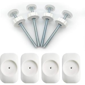 Baby Gate Extender Extention-4 Pack M8 (8MM) Baby and Pet Safety Stair Gate Threaded Spindle Rods Replacement Parts Bundle with Wall Protector (Round-White-4 Pack)
