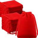 Sweetude 100 Pieces Valentine's Day Velvet Drawstring Bags Jewelry Pouches Bulk 2.76 x 3.54 Inches Wedding Mini Gift Bags for Party Favors(Red)