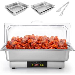 Dyna-Living Electric Chafing Dishes for Buffet 9.5QT Buffet Servers and Warmers, 600W Food-Grade Stainless Steel Food Warmers for Parties Buffet, Full Size & Half Size Buffet Trays and Warmers