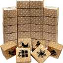 VEYLIN 24Pack Christmas Bakery Boxes with Window, 4 x 4" x 2.4" Kraft Small Holiday Cookie Boxes for Xmas Gifts Cookie Cupcake