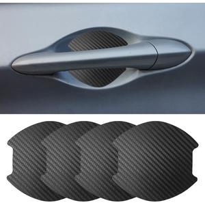 4PCS Car Door Handle Scratch Protector, Carbon Fiber Doors Handles Paint Cover Protective Film, Magnetic Door Handle Cup Protector, Universal Doors Bowl Traceless Sticker for Most Cars (Large)