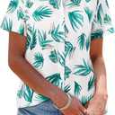 siliteelon Womens Short Sleeve Button Down Shirts Summer Blouses Casual Tops Hawaiian Tropical Floral Printed Camp Shirts (S)