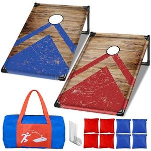 NZQXJXZ Portable Cornhole Board Set with 8 Bean Bags - 3x2 Ft Corn Hole Toss Game for Indoor and Outdoor Parties, Ideal for Kids, Adults, Beach, Yard and Camping