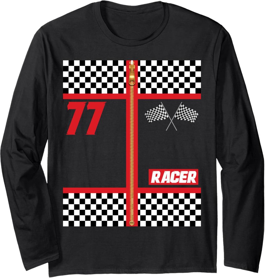 Cool And Cute Halloween Tshirt Race Car Driver Costume Long Sleeve T-Shirt (Small, Black)