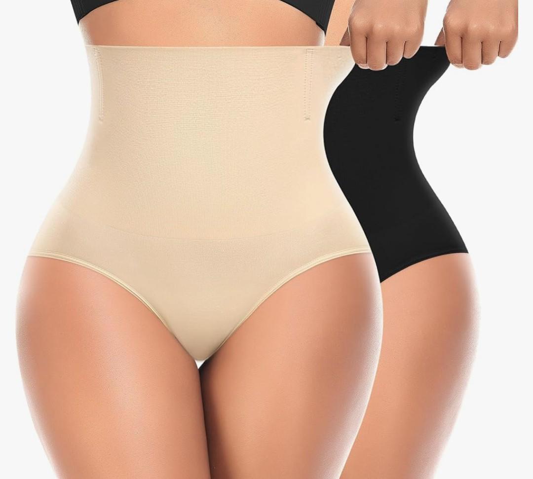 Werena Tummy Control Shapewear Underwear for Women High Waisted Body Shaper Panties Slimming Girdle Shaping Briefs, 3XL, Black and Beige