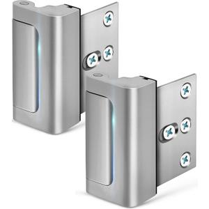 Home Security Door Lock, 2 Pack Childproof Door Reinforcement Lock with 3 Inch Stop Withstand 800 lbs for Top Front Inward Swinging Door, Upgrade Flip High Night Lock to Defend Your Home Kids (Silver)