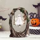 Ghost on a Tree Swing, Cute Swinging Ghost Halloween Figurine Indoor Decoration, Funny Ghost Tree Swing Decor,for Desktop Bookshelf Garden Patio Lawn Halloween Decor (Type A)