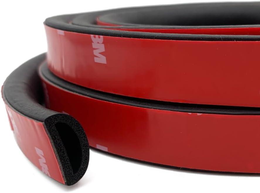 Rubber Seal Strip, Self-Adhesive D Shape EPDM Rubber Weather Stripping for RV, Boat, Auto, Truck, Marine, Garage Doors/Window and More, W:0.75"; H:0.375",13Ft
