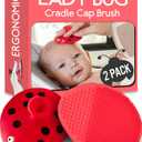 2 x SplashEZ Cradle Cap Brush for Babies | Soothing Newborn Head Massager | Food-Grade Soft Silicone Baby Bath Brush & Scalp Scrubber | Infant Cradle Cap Comb - Organic Shape & Ladybug Design, 2-Pack