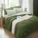 Twin XL Comforter Set 5 Pieces, Dark Green, Reversible Sage Green Bedding Set, Soft Bed in a Bag Twin XL with Comforter, Sheets, Pillowcase & Sham, All Seasons Boho Bed Set