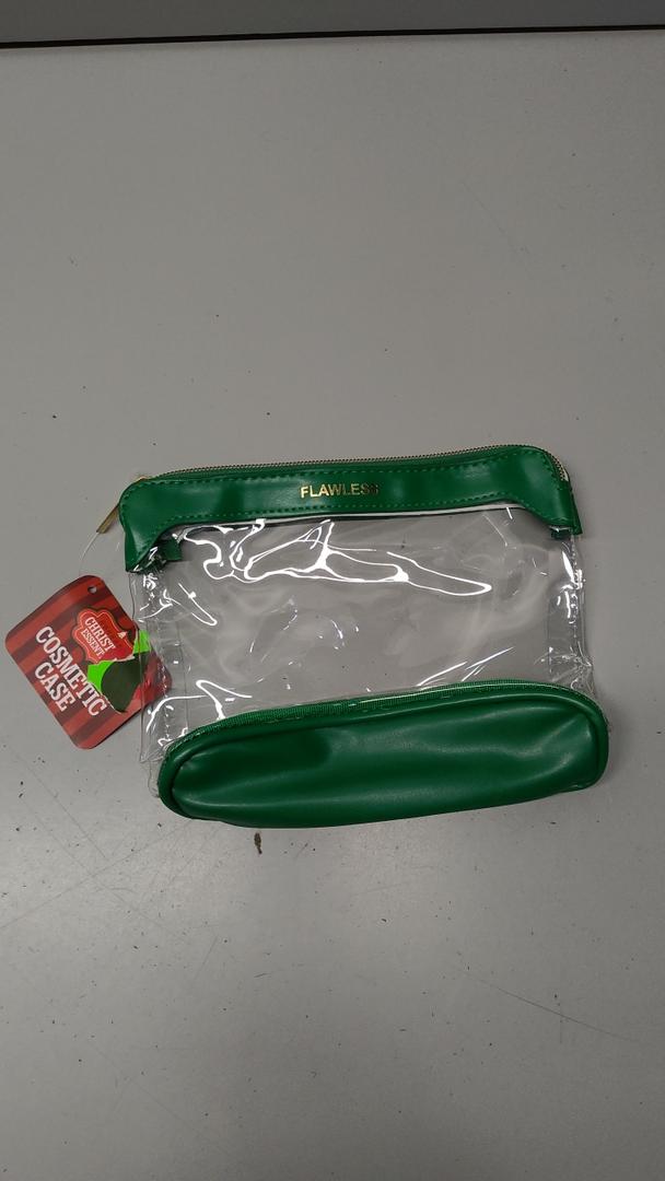 Heavy Duty Clear Cosmetic Bag Waterproof Transparent Travel Makeup Toiletry Organizer Bag (Green, Pack of 4)