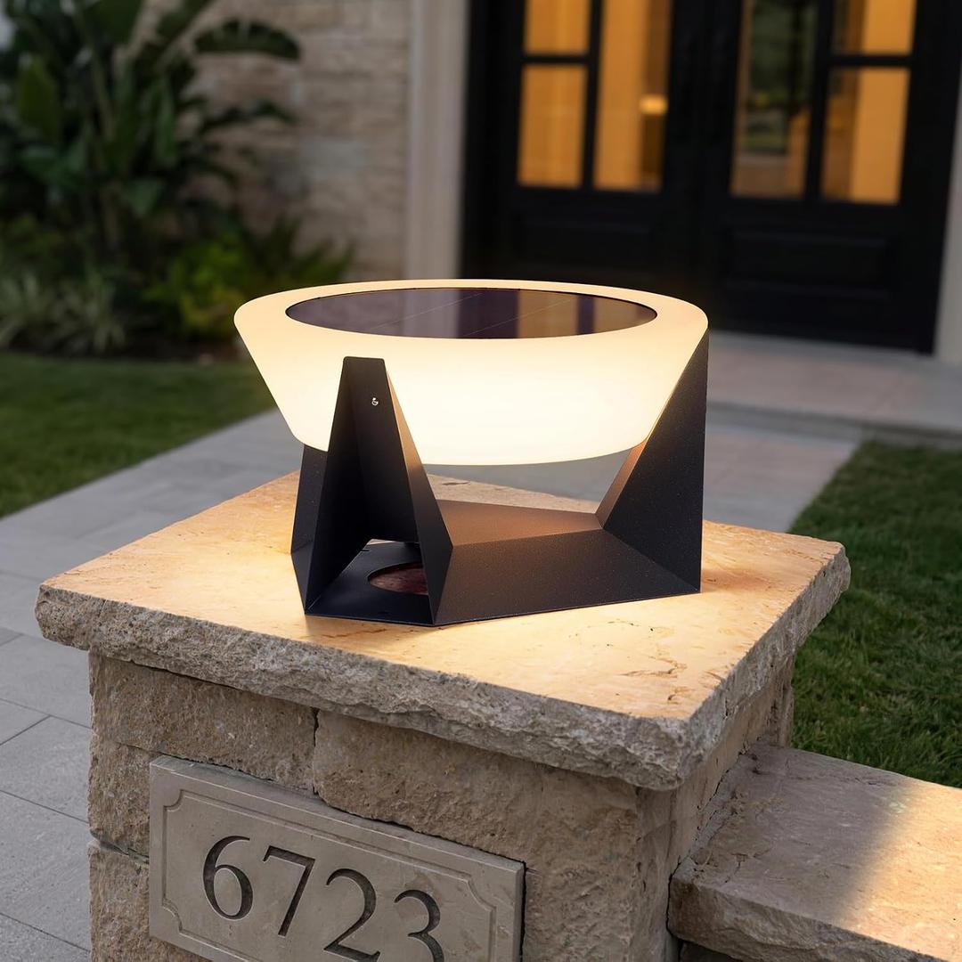 MVBT Solar Post Lights Outdoor, 15" Large Solar Column Lights Outdoor, Modern Pillar Light Waterproof, Luxury Column Lamp, LED Dusk to Dawn Patio Solar Lantern for Driveway Entrance Pillars Gate Posts