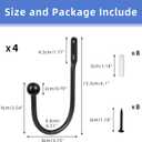 4 PCS Curtain Holdbacks, Wall Mounted Drapery Tiebacks Simple Style, Black