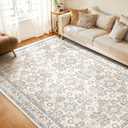 WITSHOCK Living Room Area Rugs 9x12: Soft Non-Slip Backing Washable Rugs Vintage Large Carpet for Bedroom Office Dining Room Kitchen Stain Resistant Home Decor RugCamel