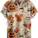 Mens Halloween Shirt Pumpkin Printed Hawaiian Bowling Short Sleeve Casual Button Down Holiday Shirts (XX-Large)