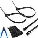 Reusable Zip Ties 8 inch 100 Pack with Wire Cutters, Adjustable Releasable Cable Ties 50lbs Tensile Strength, Self-Locking Nylon Ties for Home, Office, Garden, Workshop, Industrial Use