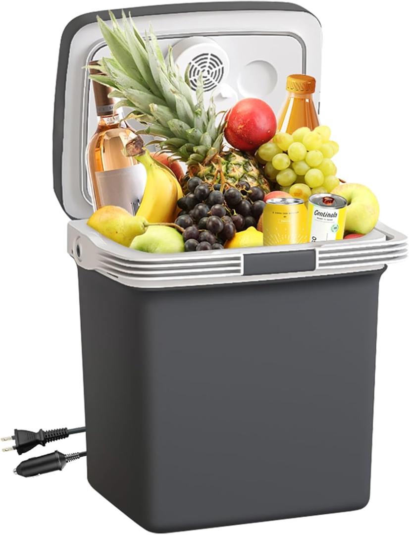 TREFAN Electric Cooler & Warmer28QT/26L, Portable Car Fridge (48~139), Car Cooler Plug in, Electric Car Coolers for Vehicles AC/DC,12V Refrigerator for Car, Travel, Camping,Truck (Grey)