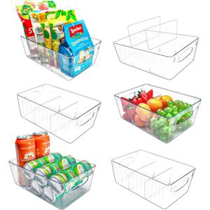 6 Pack Pantry Organizers and Storage, Fridge Organizer, Refrigerator Organizers and Storage, Freezer Organizer Bins, Kitchen Spice Organization for Cabinet, Organization and Storage