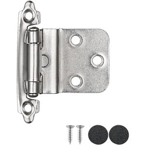 JQK 3/8 Inch Inset Cabinet Door Hinges Satin Nickel, 60 Pack 30 Pairs Flush Face Mount Cupboard Self-Closing Kitchen Cabinet Hardware Hinges with Door Bumper, CH201-SN-P60