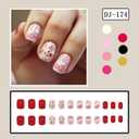 MIXFOSAHN Easter Press on Nails Short Square Fake Nails Nude Pink False Nails with Grid Flowers Designs Rabbit Glossy Stick on Nails Glue on Nails Easter Nails Acrylic Nails for Women Girls 24 Pcs