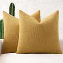 MIULEE 20x20 Inch Decorative Pillow Covers for Couch Bed Set of 2 Textured Boucle Neutral Throw Pillow Covers Gold Accent Solid Pillowcases Sofa Living Room Home Decor